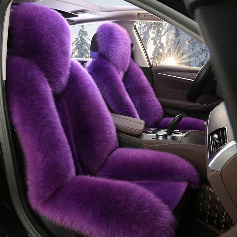 1PC New Sheepskin Fur Car Seat Cover Universal Wool Car Cushion Front Car Seat Cover Car Accessories Car Seats Car-styling Car Interior Christmas Gift