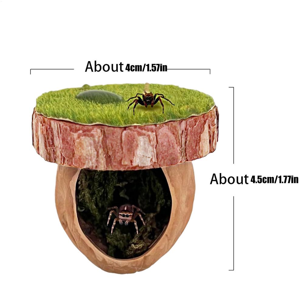 Jumping Spider Habitat Magnetic Wooden Handmade Reptile Cave Spider Enclosure Accessories For Tarantula Gecko Frog Lizard Hermit