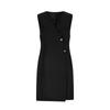 Ärmelloses V-Ausschnitt Wickel Bodycon Kleid mit dekorativen Knöpfen und asymmetrischem Saum für Damen Büroparty