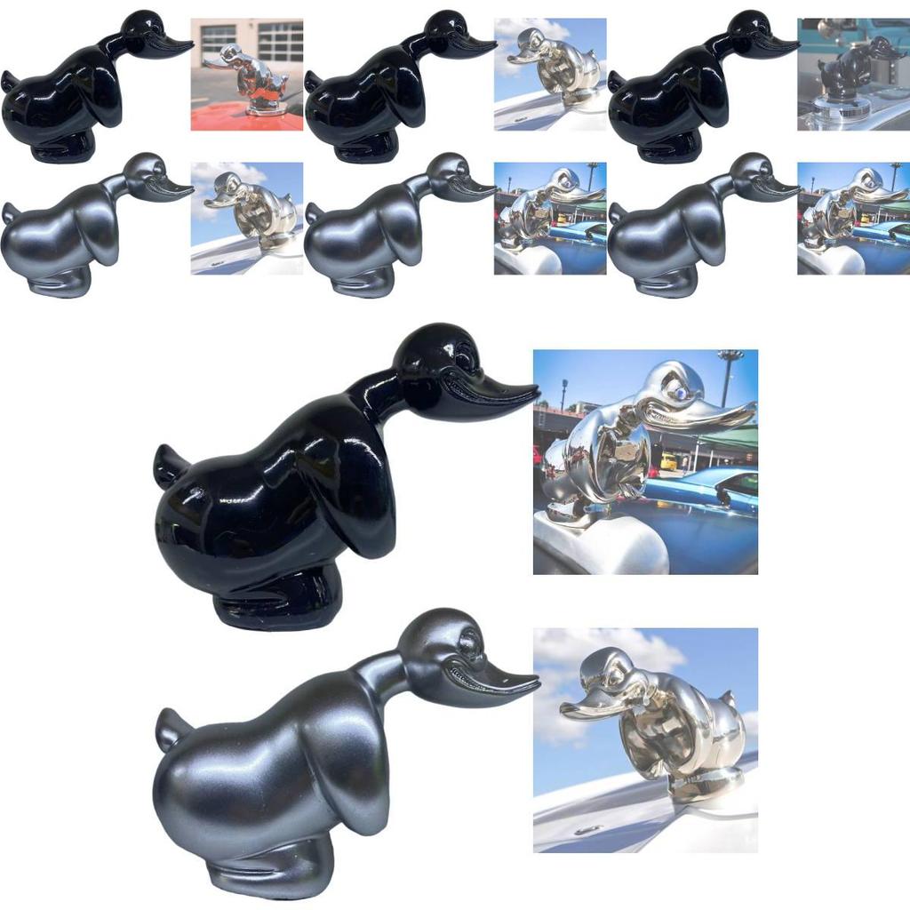 Unique Resin Savage Duck Car Ornament Angry Duck Head In Silver For Car Interior Decor