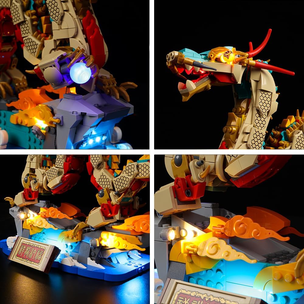 

Kyglaring Набор светодиодной подсветки для конструктора Lego Праздник Весны Благоприятный Дракон 2024, Набор освещения Дракон на китайский Новый год, Совместимый с Lego