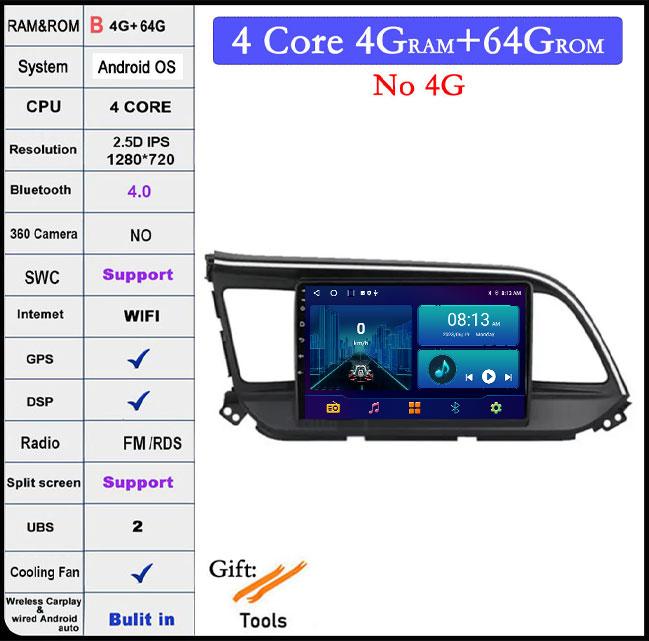 DSP Android 14 For Hyundai Elantra 6 2019 2020 QLED IPS Car Stereo Radio Multimidia Video Player Navigation GPS Carplay