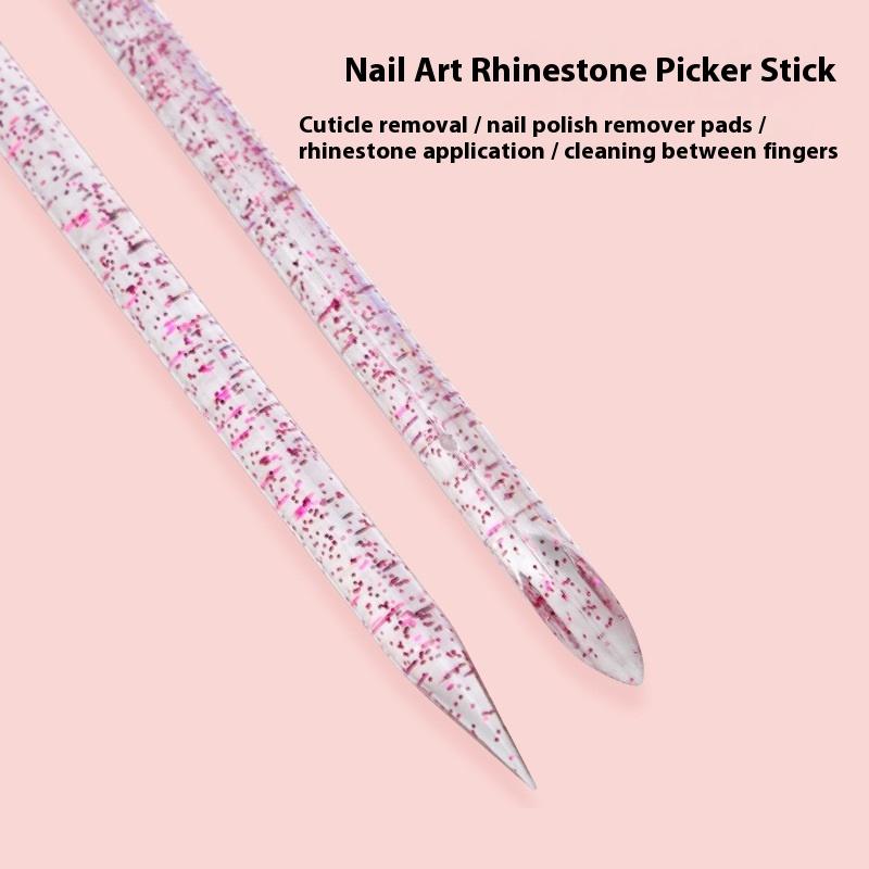 8/12 Pcs Glitter Nail Care Kit - Heart-Shaped Buffer, Crystal Rod, And Double-Sided File For Nail Art And Pedicures