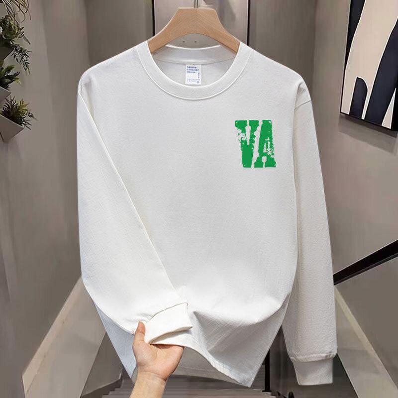 Heavy High-End Trendy Brand Pure Cotton T-Shirt Men'S Bottoming Shirt Long-Sleeved Trendy Autumn And Winter Men'S And Women'S Crew Neck Sweater