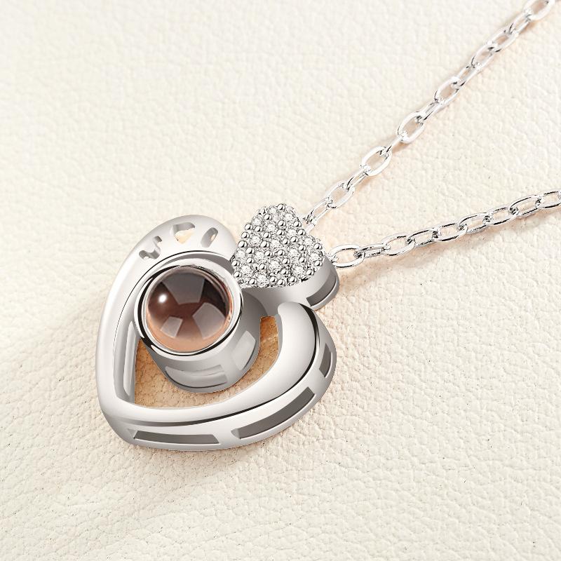 Dropshipping I LOVE YOU In 100 Languages Projection Necklace For Memory Of LOVE Choker Collier Round Shaped Drop Shipping