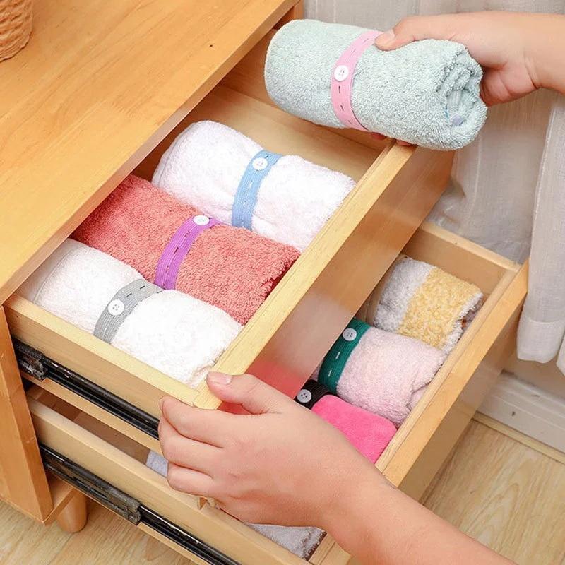 10 pièces Bandes Élastiques Nylon Avec Trou Bouton Bande Élastique Bricolage Couture Vêtement Pantalon Accessoires Organisateurs