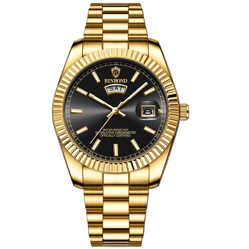 Top Brand Log New Style Watch Men's Steel Belt Waterproof Casual Classic Double Calendar Luminous Men's Watch Simple Atmospheric Men's Watch