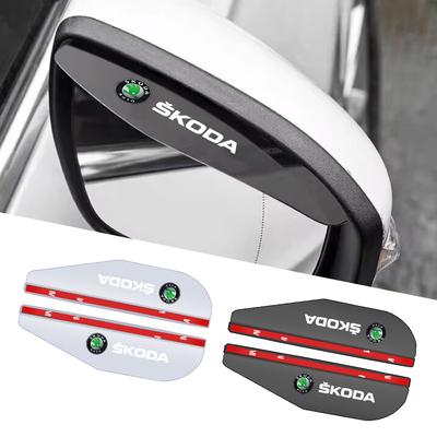 2025 Novo Par de Adesivos de Sobrancelha de Chuva para Retrovisor de Carro Para Skoda Octavia Fabia Kamiq Kapoq Kodiaq Rapid SCALA Superb A5 A7 RS Y