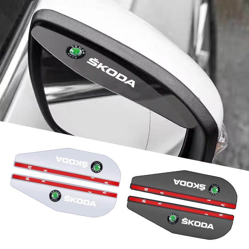 2025 New 2Pcs Car Rearview Mirror Rain Eyebrow Stickers For Skoda Octavia Fabia Kamiq Kapoq Kodiaq Rapid SCALA Superb A5 A7 RS Y