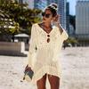 Fashion V Neck Summer Sunscreen Smock Knitted Hollow Out Swimsuit Cover Up Dress Loose Bathing Suit Swim Dress for Women