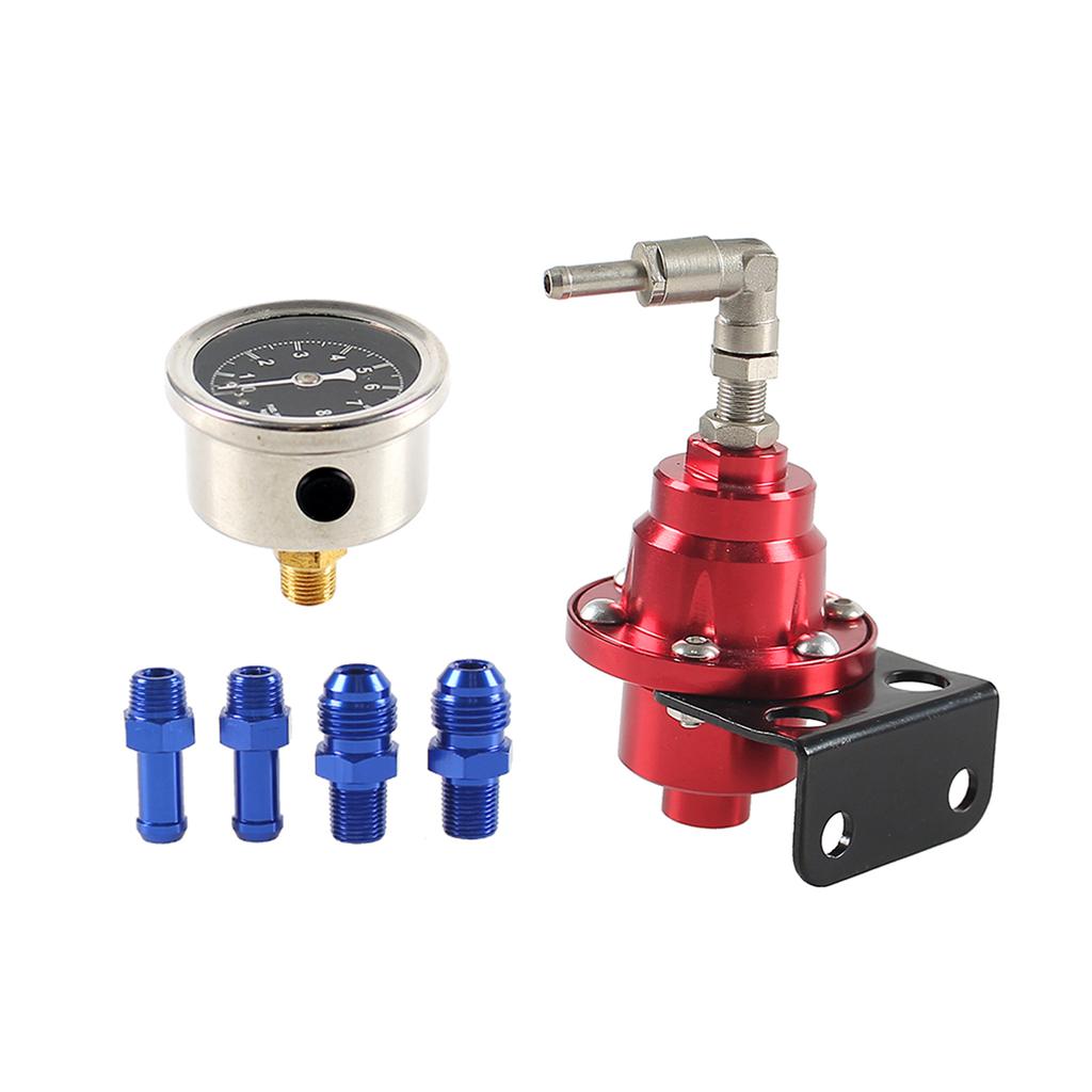Justerbar drivstofftrykksregulator med målersett 7 farger Aluminium Bilombygging Drivstoff Superlader Universell