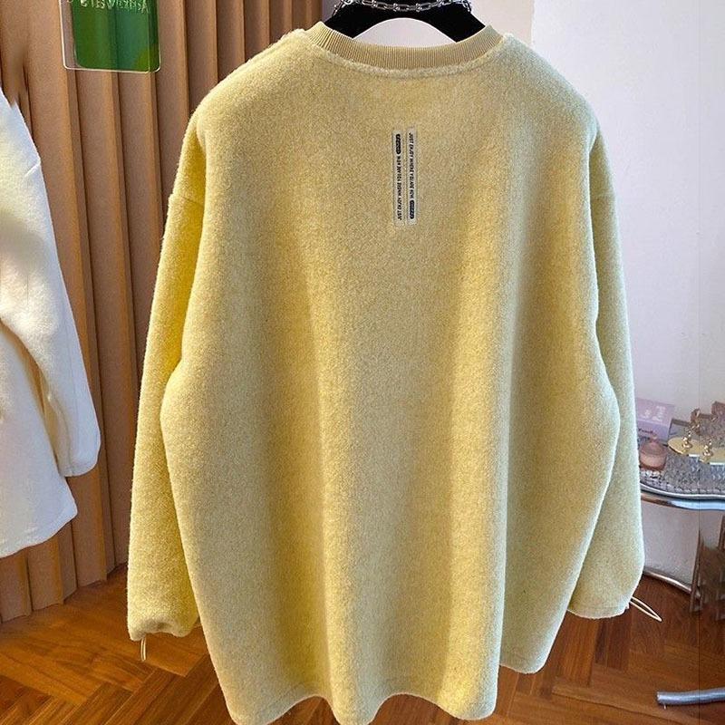 Sweatshirt for Women Oversize Fleece Thickened Loose Round Neck Casual Pullover Long Sleeve Winter Sweatshirt Top
