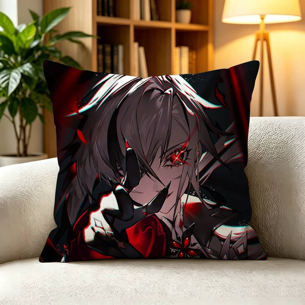 PPopular Genshin Impact Fatui Pillow Case Square DoubleSided Sofa Cushion Cover Bedroom Bedside Pillow