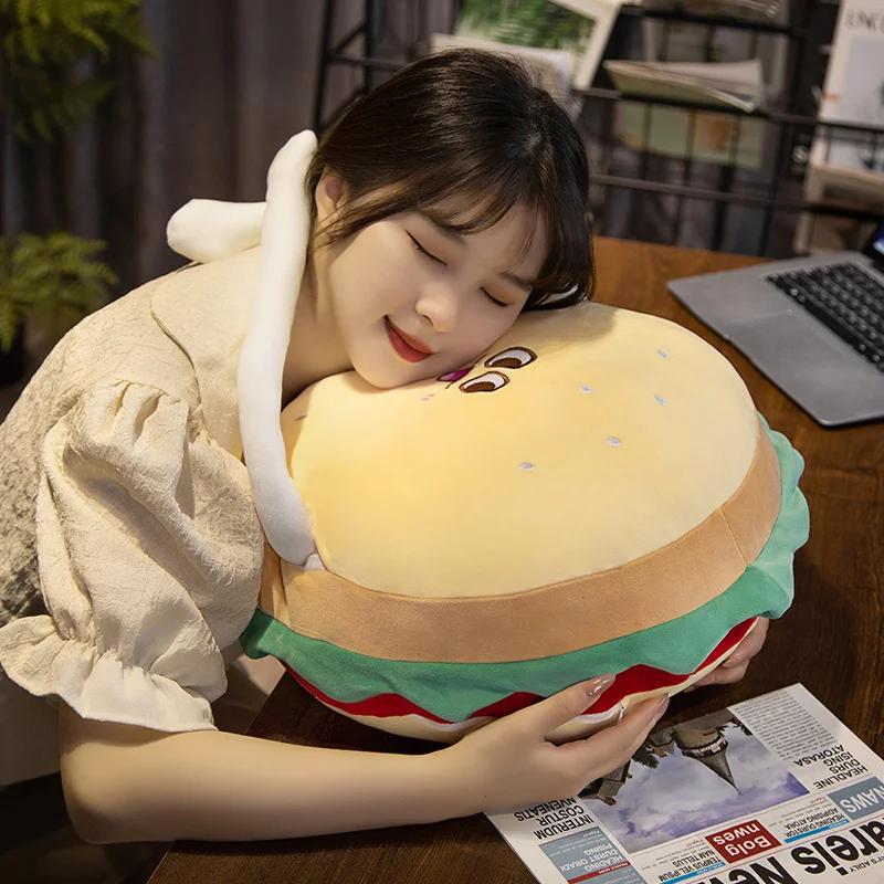Soft Simulation Hamburger French Fries Plush Stuffed Toys Creative Food Bread Pillow Cushion for Girls Children Birthday Gifts