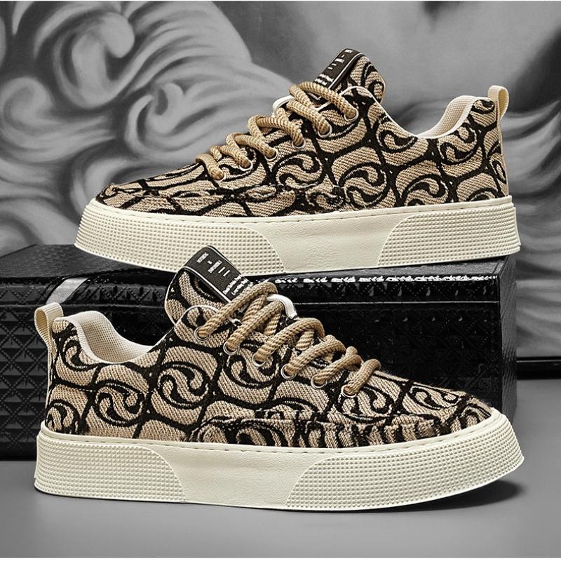 Men's Graffiti Prints Canvas Sneakers 2025 New Spring Autumn Breathable Fashion Vulcanize Shoes Outdoor Lace Up Men Casual Shoes