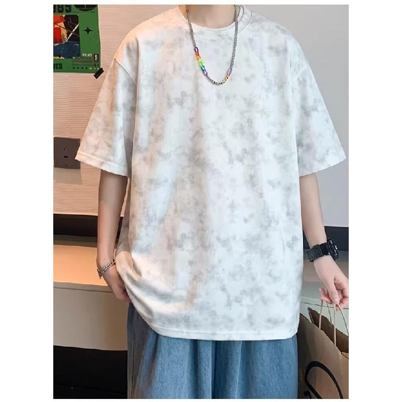 Short-sleeved unisex solid color 2026 new summer American style trendy brand t-shirt, trendy tie-dye clothing, loose half-sleeve top