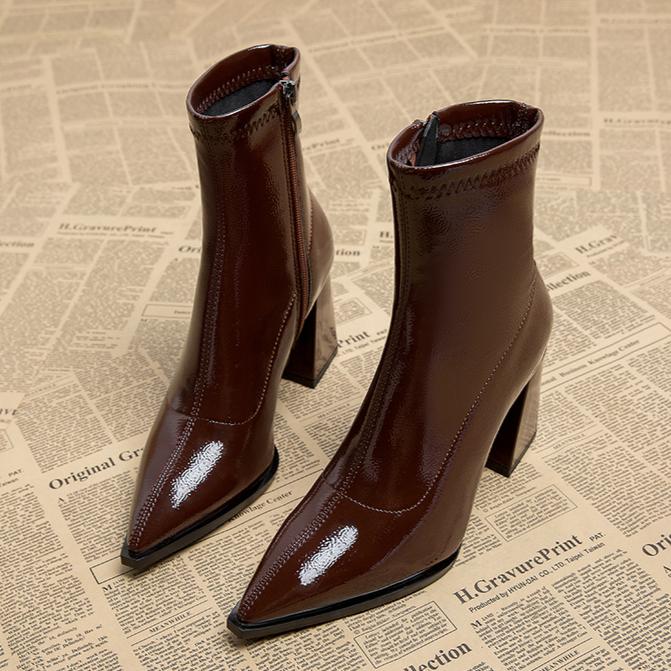 Fashion Women Designer Outdoor Fashion Boots New Winter Plus Velvet Pointed Toe Women Heeled Dress Shoes 2024 Autumn Shoes for Women