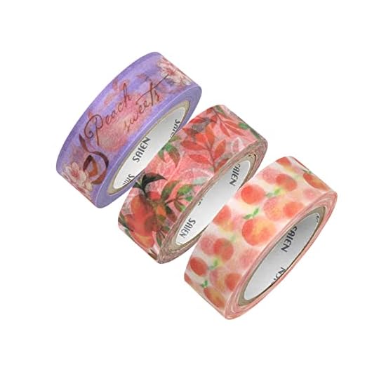 SAIEN Masking Tape Peach, 3 Patterns UR-2023 Size: 15mm x 10m x 3 rolls Colorful dia.4.5 x 1.5cm