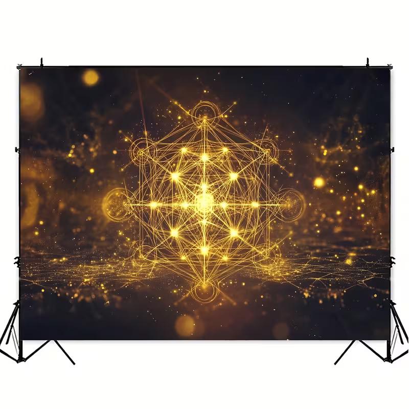 2D Metatrons Würfel Heilige Geometrie Hintergrund Spirituelles Fotoautomaten Banner