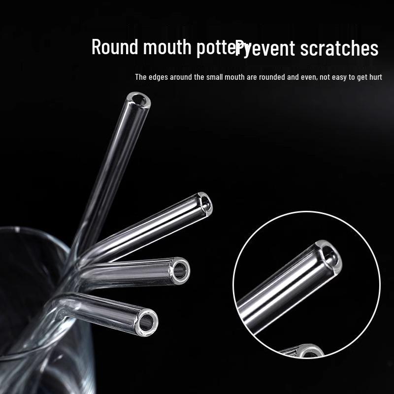 Heat-Resistant Transparent Glass Straw - Lipstick-Proof, Bubble Tea, Non-Disposable, Thick, Adult & Maternity Use