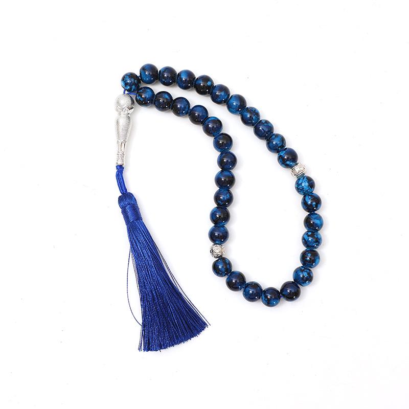 Middle East Islamic Prayer Beads: 33 Large 10mm Flower Glass Beads Ornament