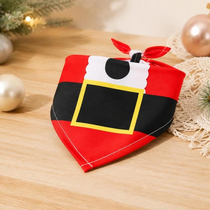 Holiday Pet Neckwear, Soft Christmas Neckerchief Cartoon Printed Dog Scarf Collar for Picture Days, Party Wear and Seasonal Style