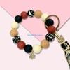 for Key Ring Bracelet Car Keychain Holder for Women Silicone Beaded Bangle Wrist D57B