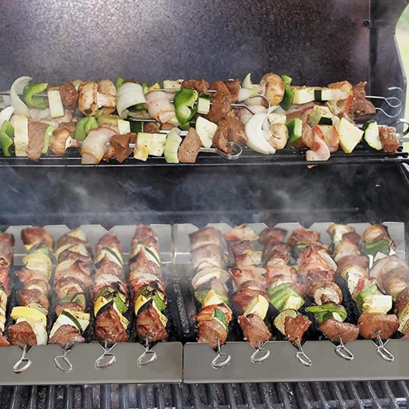 2pcs Kebab Rack Kebab Stands Skewer Holders Universal Suitable for Barbecue For Kitchen Patio Home Outdoor Camping BBQ Tools New