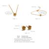 Yhpup Chic Stainless Steel Rose Flower Chain Necklace Bracelet Earrings Set Gold & Platinum PVD Waterproof Plated Daily Jewelry