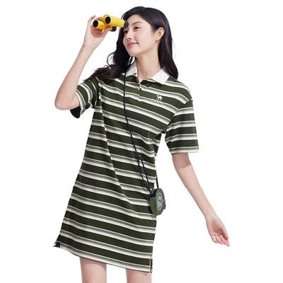 Women's Striped Cotton Short Sleeve Polo Dress