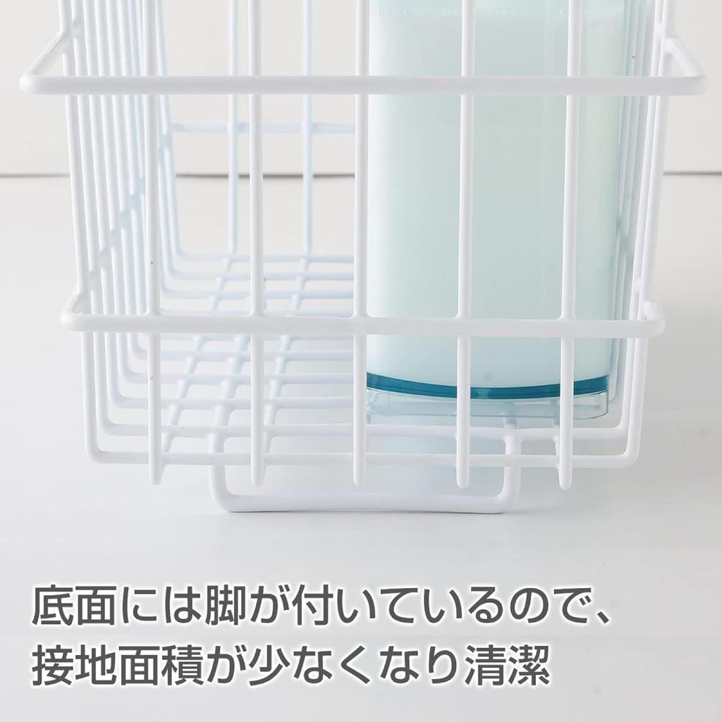 Ernest Bathroom Hanging Basket, Slim Towel Hanger with Accessory Hooks, 34.5cm Wide X 16.5cm Deep X 33.5cm High, White, Bathroom Storage Rack, Tsubame