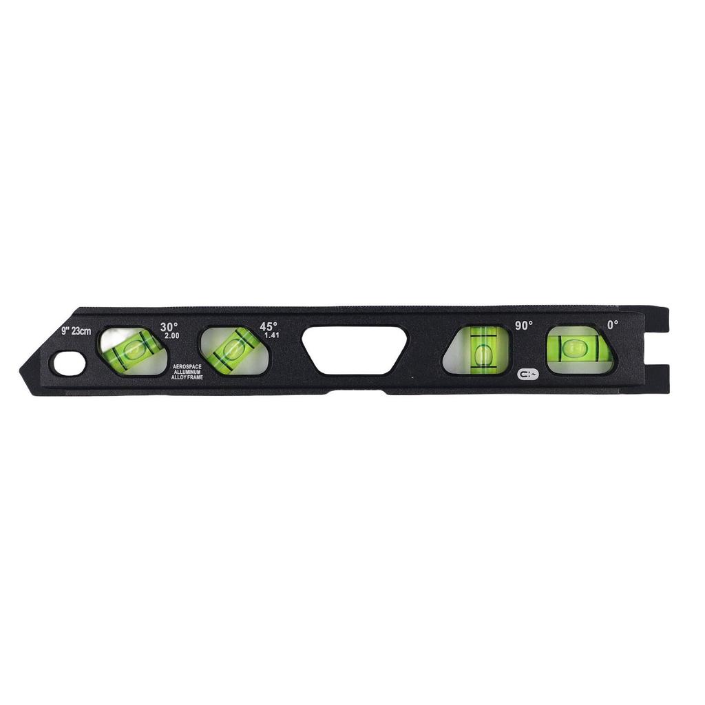 Bubble Level Ruler 9 Inch 1 degrees  30 degrees  45 degrees  90 degrees  V Slot Accurate Cast Aluminium Compact Bubble Spirit Level