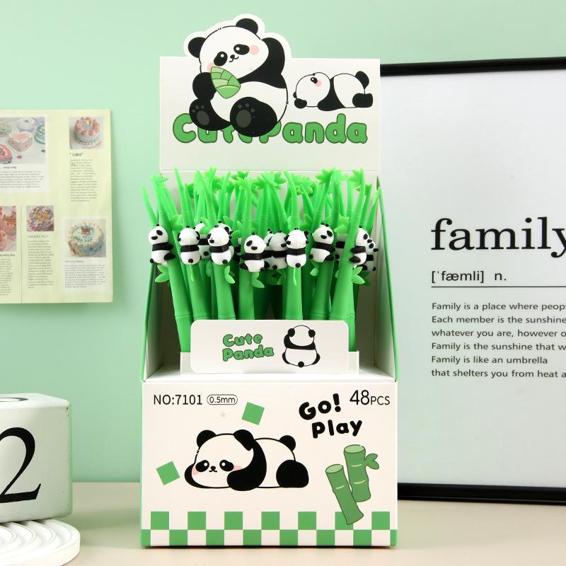 Panda Climbing Bamboo Neutral Pen, New Cartoon Soft Gel Writing Pen 0.5mm Black Student Stationery