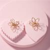 Double Layers Iron Wire Flower Stud Earrings For Women Statement Simple Hollow Geometric Jewelry Brincos Pendientes