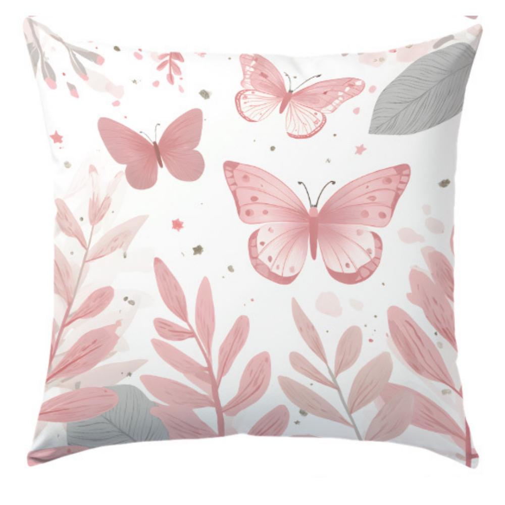 Vikama Pink Butterfly 45X45Cm Pillow Cover Soft Decorative Cushioncase For Sofa Bedroom Living Room Home Decor