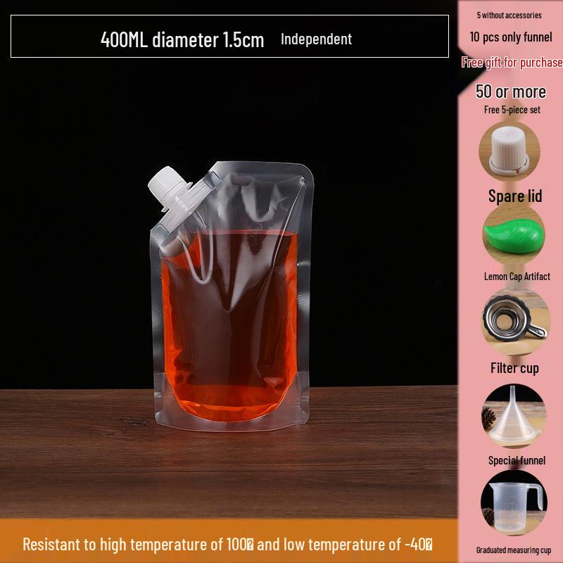 Disposable Transparent Spout Bag for Soy Milk, Chinese Medicine, Soup, or Beverages - Self-Standing and Convenient for Takeaway