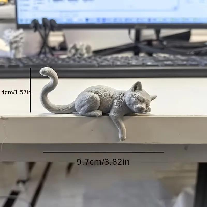 3D Printed Lazy Cat Monitor Topper Sleeping Cat Desk Ornament Cute Desktop Shelf Decor Cat Lover Gift