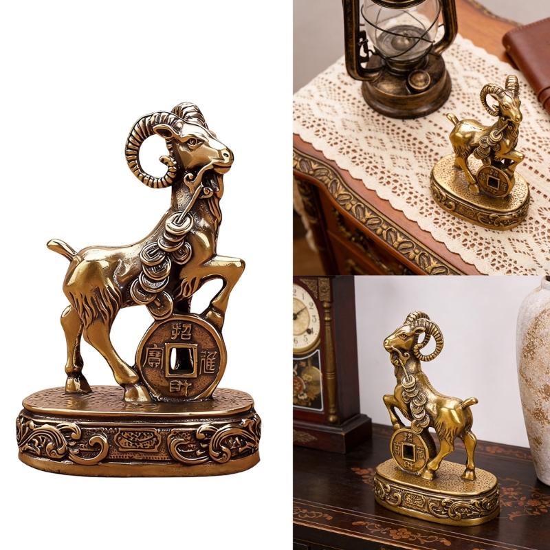 Metall Schaf Statue Skulpturen Dekorative Tierfiguren Tischplatte Ornament Symbole Reichtum Karriere Hausdekorationen