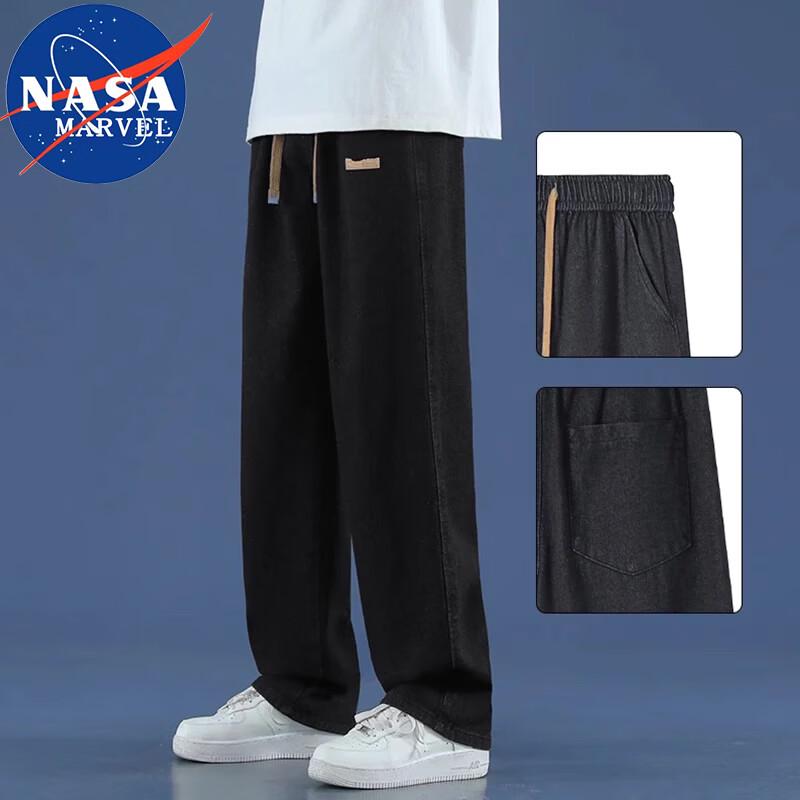 NASA MARVEL Men's American Retro Loose Straight Denim Jeans