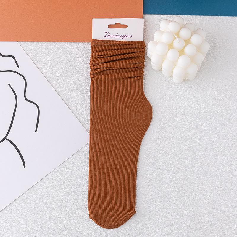 Women Girls Spring Summer Thin Loose Tube Socks Solid Color Black White Red Purple Green Yellow Velvet Breathable Long Socks