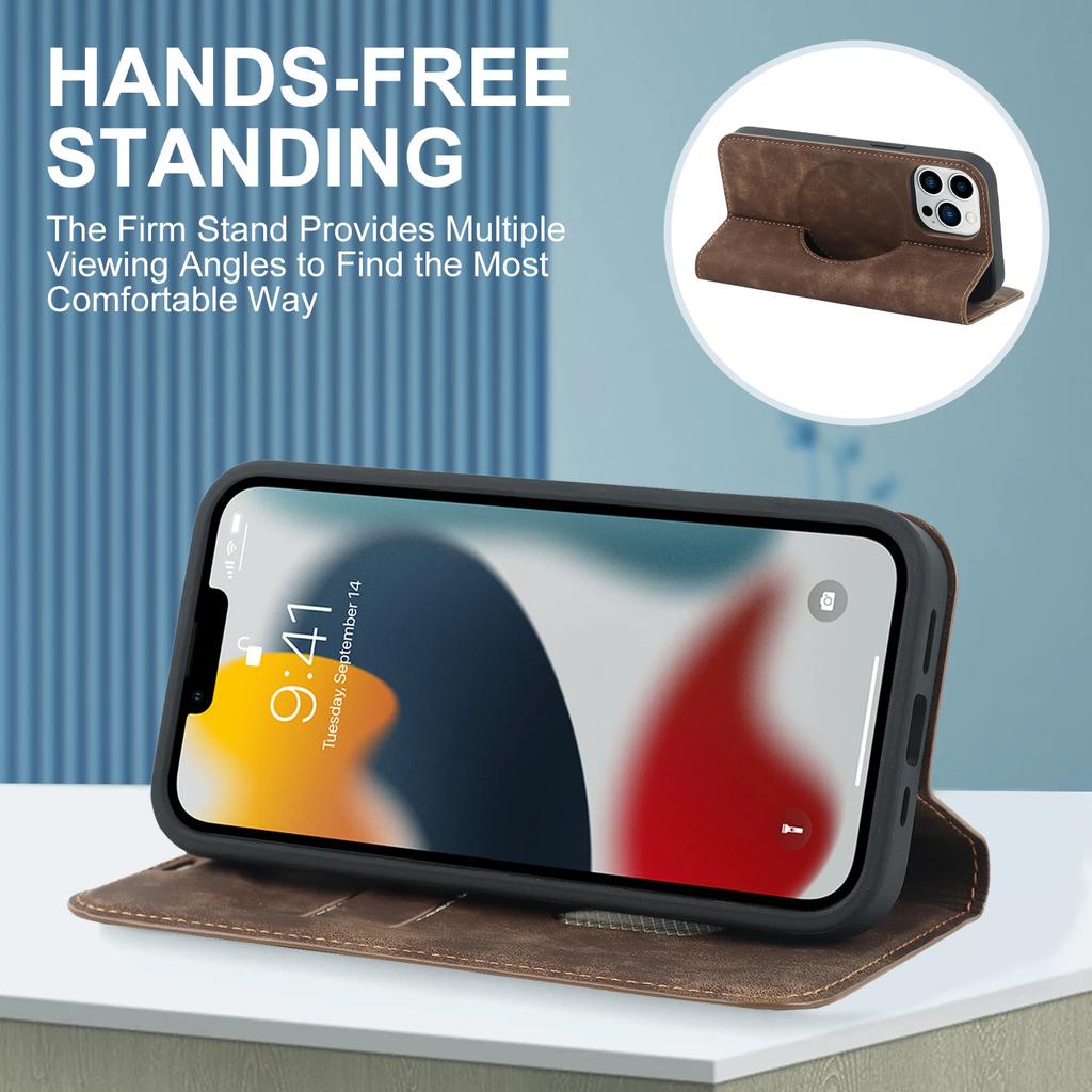 Magnetic Leather Wallet Phone Cover for IPhone 16 Pro Max 14 Plus 13 15 12 for Magsafe Wireless Charging Stand Card Solt Case