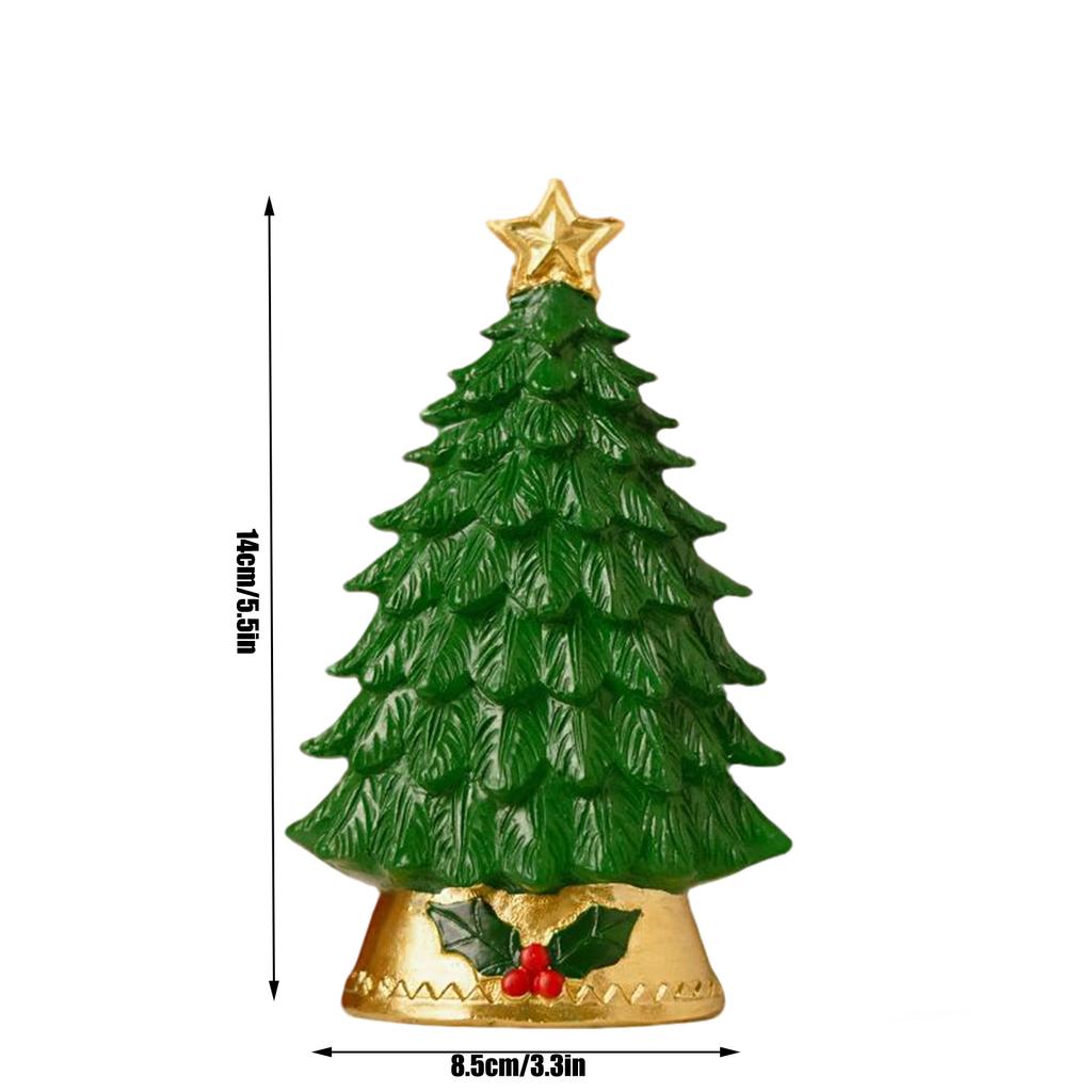 Christmas Ornament LED Lighted Resin Christmas Tree Multi-Color Design Desktop Decor Festive Holiday Home Tabletop Accessory