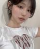Eontaiteulseoul Untitled Crack Heart Applique Crop Short Sleeve White