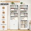 Metal Bookshelf with 5 Levels and Door, Industrial White, Adjustable Shelves, Dimensions H 180 x W 60 x D 23.6 cm, for Living Room, Office and Library