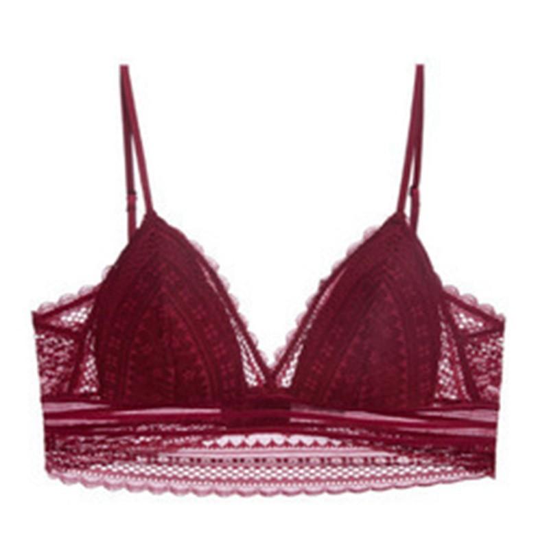 

Женское тонкое сексуальное кружевное U-образное бюстье с треугольными чашками без косточек для большой груди, показывающее маленькую красоту спины XL бордовый