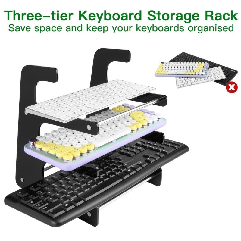 Comfortable Keyboard Stand Acrylic Keyboard Support 3-Tiers Keyboard Display Stand Desktop Organizer for Office Use