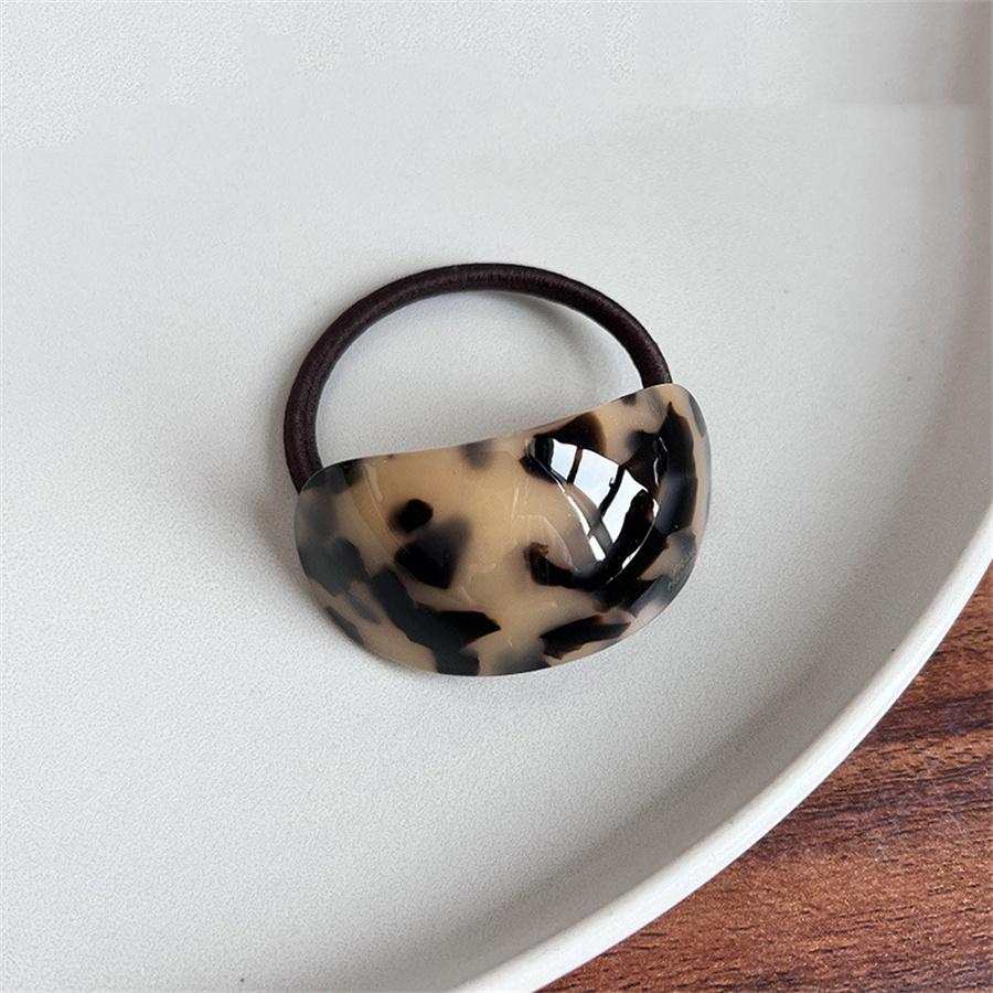 New Oval Acetate Geometric Semicircle Buckle Hair Rope Temperament Practical Elastic Rubber Band Ponytail Head Rope Female