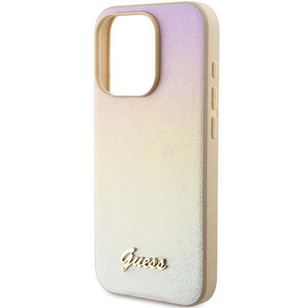 Guess Guhcp15Lpsairsd Iphone 15 Pro 6.1 Złoty/Gold Hardcase Saffiano Iridescent Script