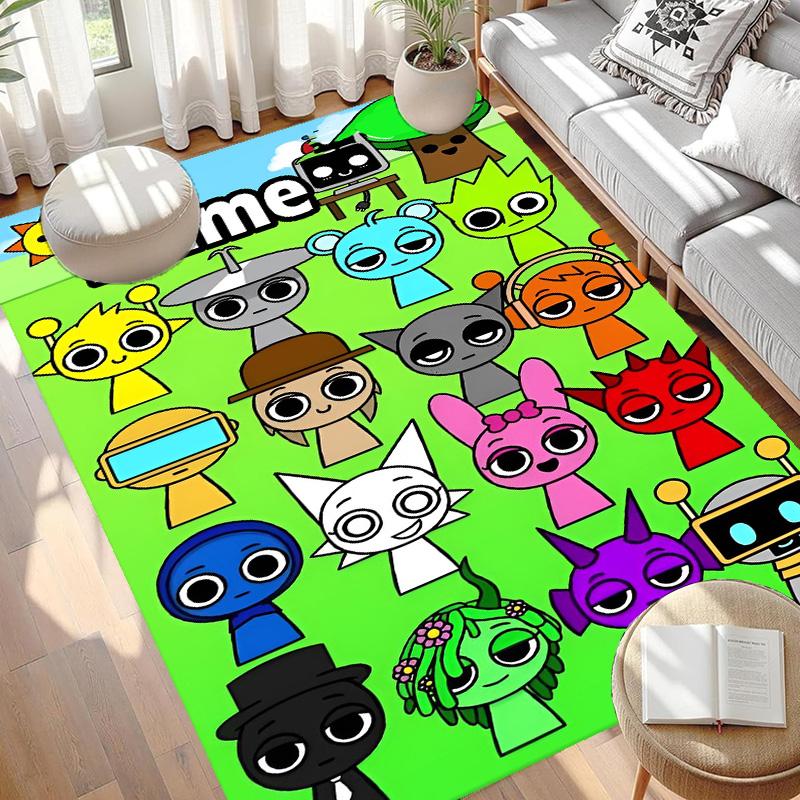 Custom Name Personalized Sprunki Game Print Carpet, Versatile Home Decor Rug, for Playroom, Apartment, Balcony, Entryway, Hallway Gift