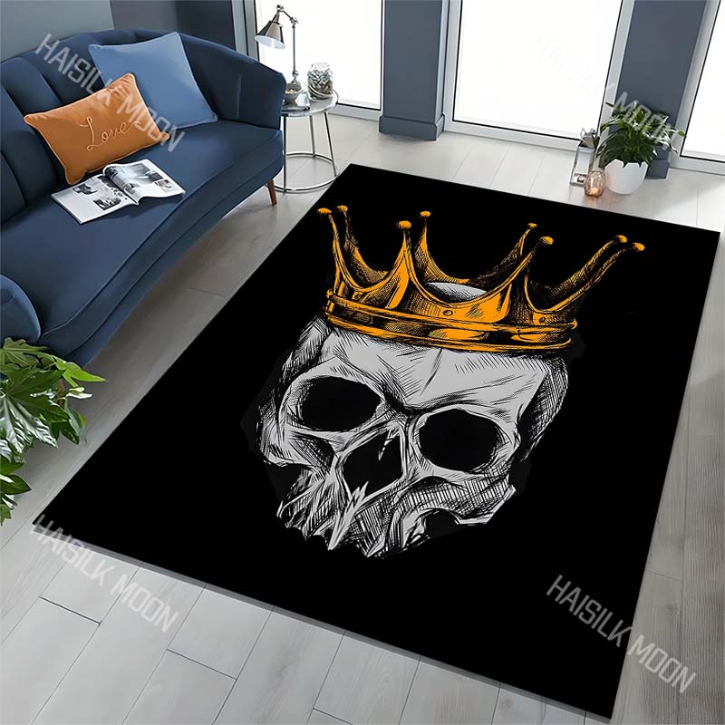 Multi Size Skeleton King Print Carpet for Living Room Bedroom Bedside Floor Mat Cloakroom Kids Activity Area Rugs Large Size